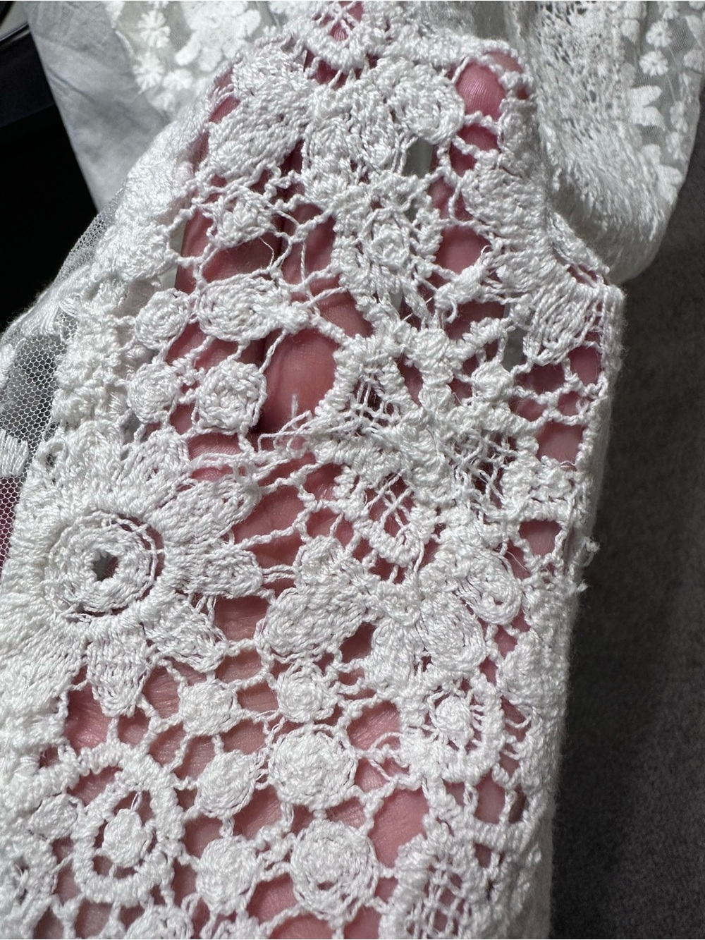 Elan White Crochet and Lace Boho Fringe Swim Coverup OS (S, M, L) - Picture 12 of 16